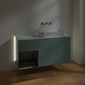 Тумба под раковину Villeroy & Boch Finion 120х50,1 см с подсветкой МДФ оливковый матовый лак/стекло белое матовое G681PDGM