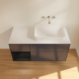 Тумба под раковину Villeroy & Boch Finion 120х50,1 см с подсветкой МДФ темно-синий матовый лак/стекло белое матовое G681PDHG