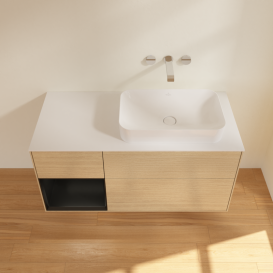 Тумба под раковину Villeroy & Boch Finion 120х50,1 см с подсветкой МДФ шпон дуба/стекло белое матовое G681PDPC