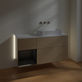 Тумба под раковину Villeroy & Boch Finion 120х50,1 см с подсветкой МДФ шпон дуба/стекло белое матовое G681PDPC