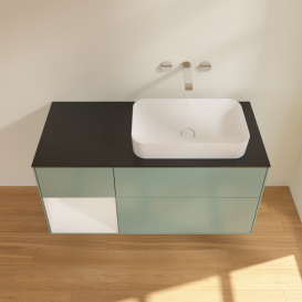 Тумба под раковину Villeroy & Boch Finion 120х50,1 см с подсветкой МДФ оливковый матовый лак/стекло черное матовое G682GFGM