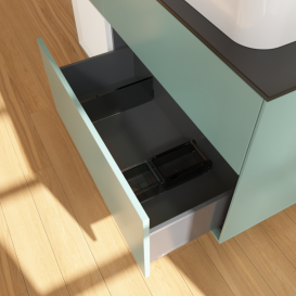 Тумба под раковину Villeroy & Boch Finion 120х50,1 см с подсветкой МДФ оливковый матовый лак/стекло черное матовое G682GFGM