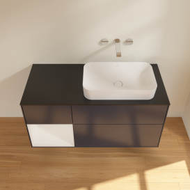 Тумба под раковину Villeroy & Boch Finion 120х50,1 см с подсветкой МДФ темно-синий матовый лак/стекло черное матовое G682GFHG