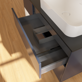 Тумба под раковину Villeroy & Boch Finion 120х50,1 см с подсветкой МДФ темно-синий матовый лак/стекло черное матовое G682GFHG