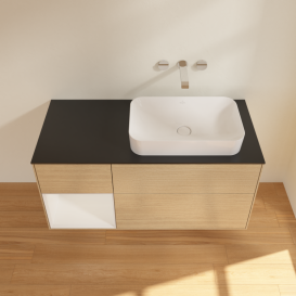 Тумба под раковину Villeroy & Boch Finion 120х50,1 см с подсветкой МДФ шпон дуба/стекло черное матовое G682GFPC