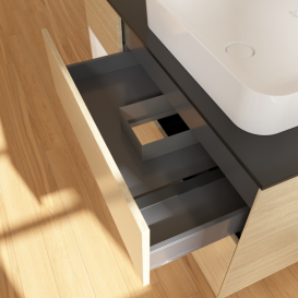 Тумба под раковину Villeroy & Boch Finion 120х50,1 см с подсветкой МДФ шпон дуба/стекло черное матовое G682GFPC