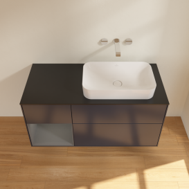 Тумба под раковину Villeroy & Boch Finion 120х50,1 см с подсветкой МДФ темно-синий матовый лак/стекло черное матовое G682GKHG