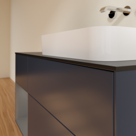 Тумба под раковину Villeroy & Boch Finion 120х50,1 см с подсветкой МДФ темно-синий матовый лак/стекло черное матовое G682GKHG