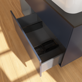 Тумба под раковину Villeroy & Boch Finion 120х50,1 см с подсветкой МДФ темно-синий матовый лак/стекло черное матовое G682GKHG