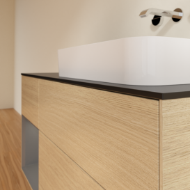 Тумба под раковину Villeroy & Boch Finion 120х50,1 см с подсветкой МДФ шпон дуба/стекло черное матовое G682GKPC