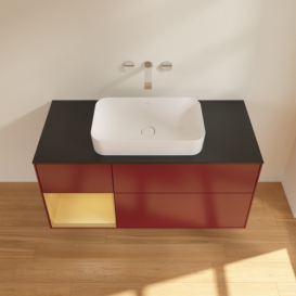 Тумба под раковину Villeroy & Boch Finion 120х50,1 см с подсветкой МДФ пион матовый лак/стекло черное матовое F702HFHB