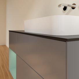 Тумба под раковину Villeroy & Boch Finion 120х50,1 см с подсветкой МДФ антрацит матовый лак/стекло черное матовое G682GMGK