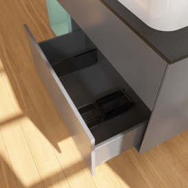 Тумба под раковину Villeroy & Boch Finion 120х50,1 см с подсветкой МДФ антрацит матовый лак/стекло черное матовое G682GMGK