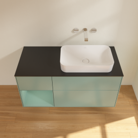 Тумба под раковину Villeroy & Boch Finion 120х50,1 см с подсветкой МДФ оливковый матовый лак/стекло черное матовое G682GMGM