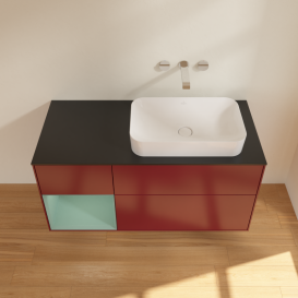 Тумба под раковину Villeroy & Boch Finion 120х50,1 см с подсветкой МДФ пион матовый лак/стекло черное матовое G682GMHB