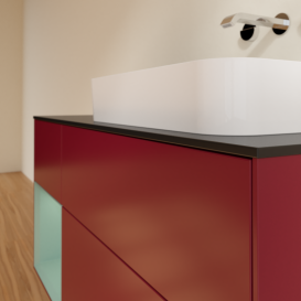 Тумба под раковину Villeroy & Boch Finion 120х50,1 см с подсветкой МДФ пион матовый лак/стекло черное матовое G682GMHB