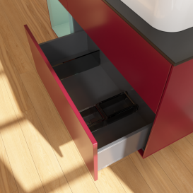 Тумба под раковину Villeroy & Boch Finion 120х50,1 см с подсветкой МДФ пион матовый лак/стекло черное матовое G682GMHB