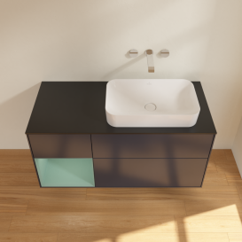 Тумба под раковину Villeroy & Boch Finion 120х50,1 см с подсветкой МДФ темно-синий матовый лак/стекло черное матовое G682GMHG