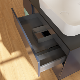 Тумба под раковину Villeroy & Boch Finion 120х50,1 см с подсветкой МДФ темно-синий матовый лак/стекло черное матовое G682GMHG