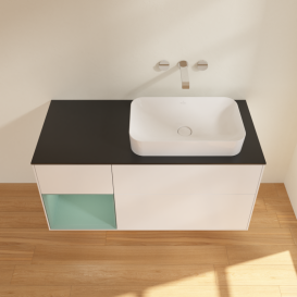 Тумба под раковину Villeroy & Boch Finion 120х50,1 см с подсветкой МДФ белый матовый лак/стекло черное матовое G682GMMT