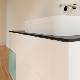 Тумба под раковину Villeroy & Boch Finion 120х50,1 см с подсветкой МДФ белый матовый лак/стекло черное матовое G682GMMT