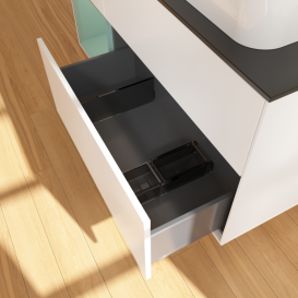 Тумба под раковину Villeroy & Boch Finion 120х50,1 см с подсветкой МДФ белый матовый лак/стекло черное матовое G682GMMT