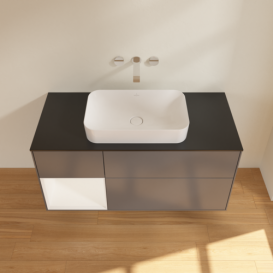 Тумба под раковину Villeroy & Boch Finion 120х50,1 см с подсветкой МДФ антрацит матовый лак/стекло черное матовое F702MTGK