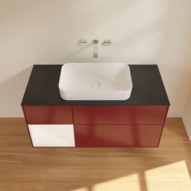 Тумба под раковину Villeroy & Boch Finion 120х50,1 см с подсветкой МДФ пион матовый лак/стекло черное матовое F702MTHB