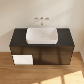 Тумба под раковину Villeroy & Boch Finion 120х50,1 см с подсветкой МДФ черный матовый лак/стекло черное матовое F702MTPD
