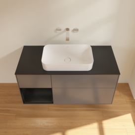 Тумба под раковину Villeroy & Boch Finion 120х50,1 см с подсветкой МДФ антрацит матовый лак/стекло черное матовое F702PDGK