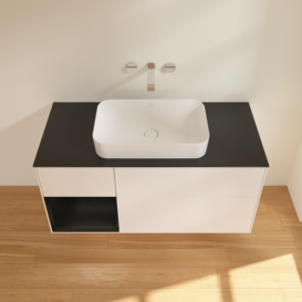 Тумба под раковину Villeroy & Boch Finion 120х50,1 см с подсветкой МДФ белый матовый лак/стекло черное матовое F702PDMT