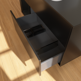 Тумба под раковину Villeroy & Boch Finion 120х50,1 см с подсветкой МДФ черный матовый лак/стекло черное матовое F702PDPD