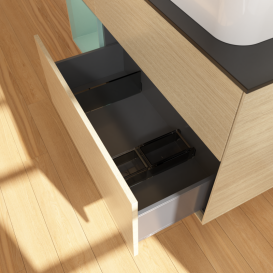 Тумба под раковину Villeroy & Boch Finion 120х50,1 см с подсветкой МДФ шпон дуба/стекло черное матовое G682GMPC