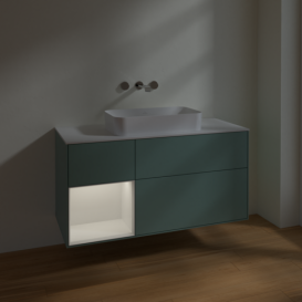 Тумба под раковину Villeroy & Boch Finion 120х50,1 см с подсветкой МДФ оливковый матовый лак/стекло белое матовое F701GFGM