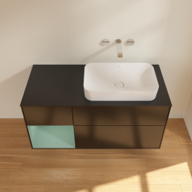 Тумба под раковину Villeroy & Boch Finion 120х50,1 см с подсветкой МДФ черный матовый лак/стекло черное матовое G682GMPD