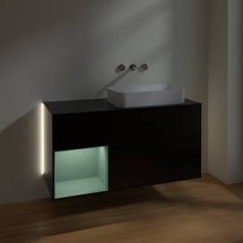 Тумба под раковину Villeroy & Boch Finion 120х50,1 см с подсветкой МДФ черный матовый лак/стекло черное матовое G682GMPD