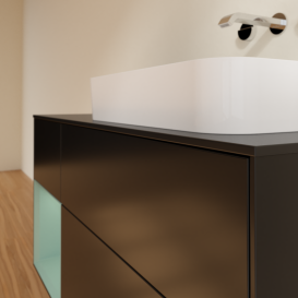 Тумба под раковину Villeroy & Boch Finion 120х50,1 см с подсветкой МДФ черный матовый лак/стекло черное матовое G682GMPD