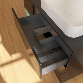 Тумба под раковину Villeroy & Boch Finion 120х50,1 см с подсветкой МДФ черный матовый лак/стекло черное матовое G682GMPD