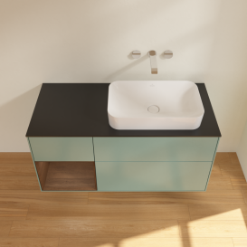 Тумба под раковину Villeroy & Boch Finion 120х50,1 см с подсветкой МДФ оливковый матовый лак/стекло черное матовое G682GNGM