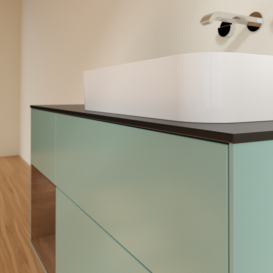 Тумба под раковину Villeroy & Boch Finion 120х50,1 см с подсветкой МДФ оливковый матовый лак/стекло черное матовое G682GNGM