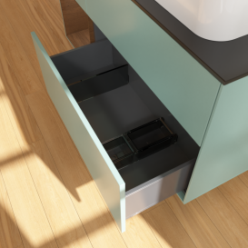 Тумба под раковину Villeroy & Boch Finion 120х50,1 см с подсветкой МДФ оливковый матовый лак/стекло черное матовое G682GNGM