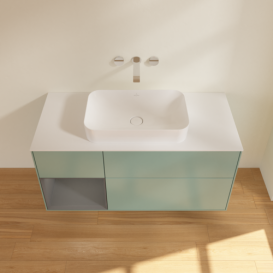 Тумба под раковину Villeroy & Boch Finion 120х50,1 см с подсветкой МДФ оливковый матовый лак/стекло белое матовое F701GKGM