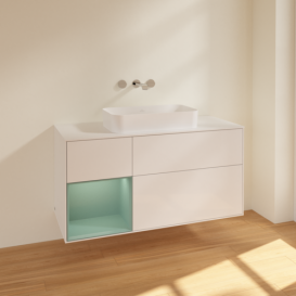 Тумба під раковину Villeroy & Boch Finion 120х50,1 см з підсвіткою МДФ білий глянцевий лак/скло біле матове F701GMGF