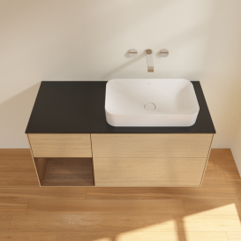 Тумба под раковину Villeroy & Boch Finion 120х50,1 см с подсветкой МДФ шпон дуба/стекло черное матовое G682GNPC