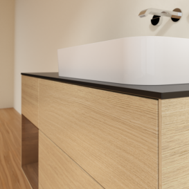 Тумба под раковину Villeroy & Boch Finion 120х50,1 см с подсветкой МДФ шпон дуба/стекло черное матовое G682GNPC