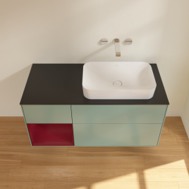 Тумба под раковину Villeroy & Boch Finion 120х50,1 см с подсветкой МДФ оливковый матовый лак/стекло черное матовое G682HBGM