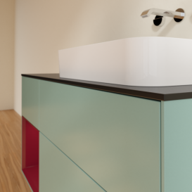 Тумба под раковину Villeroy & Boch Finion 120х50,1 см с подсветкой МДФ оливковый матовый лак/стекло черное матовое G682HBGM