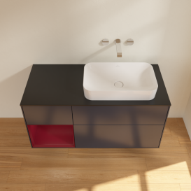 Тумба под раковину Villeroy & Boch Finion 120х50,1 см с подсветкой МДФ темно-синий матовый лак/стекло черное матовое G682HBHG