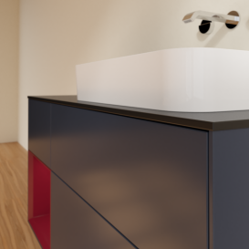 Тумба под раковину Villeroy & Boch Finion 120х50,1 см с подсветкой МДФ темно-синий матовый лак/стекло черное матовое G682HBHG