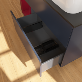 Тумба под раковину Villeroy & Boch Finion 120х50,1 см с подсветкой МДФ темно-синий матовый лак/стекло черное матовое G682HBHG